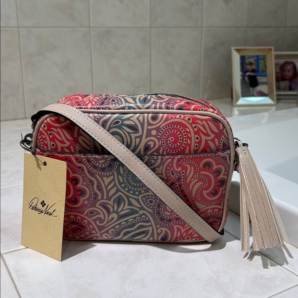 Patricia Nash Josie Leather Crossbody Bag in Greek Ombré Print